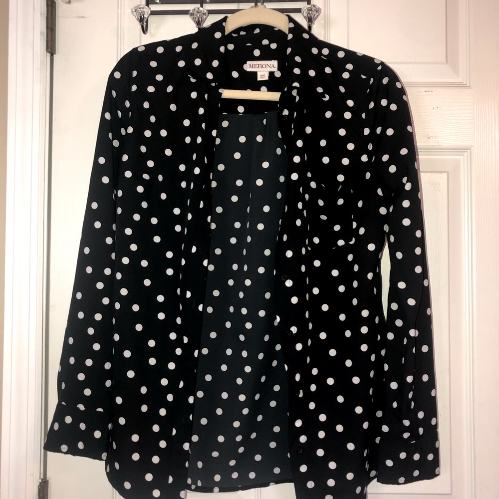 Merona Button Down Polka Dot Blouse